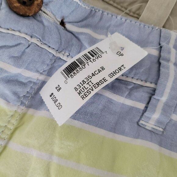 NWT Tailor Vintage Reversible Shorts Men's Size 28 Pastel Stripes and Khaki - Picture 8 of 8
